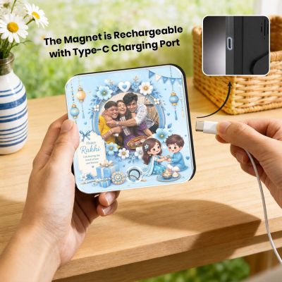 Celebrate the Bond of Siblings Rakhi Gift for Brother & Sister Raksha Bandhan Musical Fridge Magnet Custom Photo & MP3 Song | Rechargeable Battery